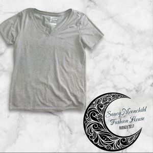 Nike • Womens Gray Grey Short Sleeve Gym Workout Tee T-Shirt Large V-Neck